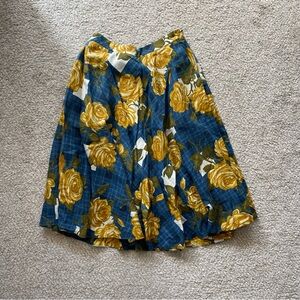 Odille Blue and Yellow Floral Midi Skirt
